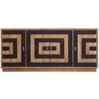 Product photograph of Montreal Black And Mango Wood 4 Door Extra Large Sideboard - 200cm from Choice Furniture Superstore