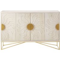 Product photograph of Mesita Whitewash Mango Wood 4 Door Medium Sideboard - 150cm from Choice Furniture Superstore