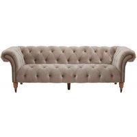 Product photograph of Roper Natural Studded Velvet Fabric 3 Seater Chesterfield Sofa from Choice Furniture Superstore