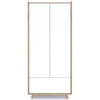 Product photograph of Liv Scandinavian Oak And White 2 Door Wardrobe from Choice Furniture Superstore
