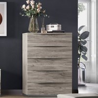 Product photograph of Laura Italian Oak Grain Effect 5 Drawer Chest from Choice Furniture Superstore
