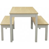 Product photograph of Ohio Oak And Grey Dining Set With 2 Benches from Choice Furniture Superstore
