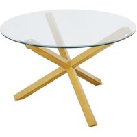 Product photograph of Oporto Glass 2 Seater Round Dining Table With Oak Spider Legs from Choice Furniture Superstore