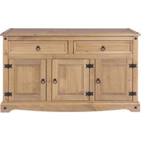 Product photograph of Corona Pine Mexican 3 Door Medium Sideboard from Choice Furniture Superstore