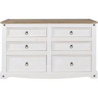 Product photograph of Corona White Mexican Pine 6 Drawer Wide Chest from Choice Furniture Superstore