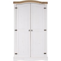 Product photograph of Corona White Mexican Pine 2 Door Wardrobe from Choice Furniture Superstore