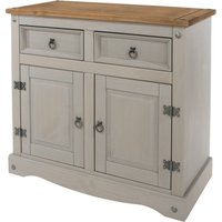 Product photograph of Corona Grey Mexican Pine 2 Door Small Sideboard from Choice Furniture Superstore