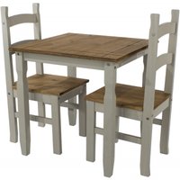 Product photograph of Corona Grey Mexican Pine Square Dining Set With 2 Chairs from Choice Furniture Superstore