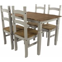 Product photograph of Corona Grey Mexican Pine Dining Set With 4 Chair from Choice Furniture Superstore