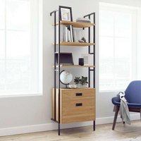 Product photograph of Teknik Hythe Wall Mounted 4 Shelf Drawer Bookcase from Choice Furniture Superstore
