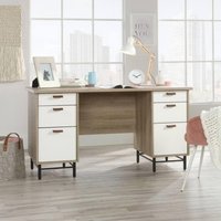 Product photograph of Teknik Avon Oak Leather Handled Desk from Choice Furniture Superstore