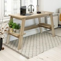 Product photograph of Teknik Baylor Trestle Sonoma Oak Desk from Choice Furniture Superstore