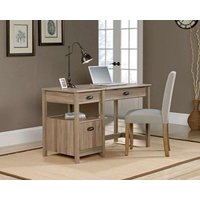 Product photograph of Teknik Salt Oak Sit Stand 3 Drawer Desk from Choice Furniture Superstore