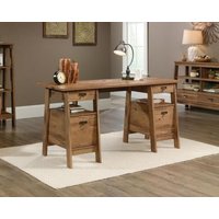 Product photograph of Teknik Vintage Oak Executive Trestle Desk from Choice Furniture Superstore