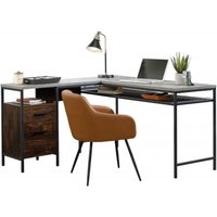 Product photograph of Teknik Market Rich Walnut 2 Drawer L-shaped Desk from Choice Furniture Superstore