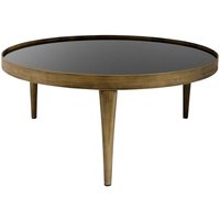 Mindy Brownes Reese Black Smoked Glass and Antique Bronze Large Round Coffee Table