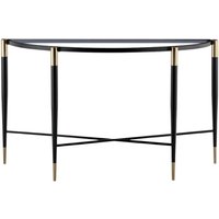 Product photograph of Mindy Brownes Harlinne Clear Glass And Black Half Moon Console Table from Choice Furniture Superstore