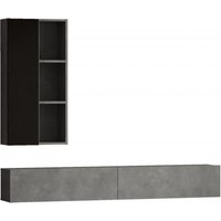 Product photograph of Lemont Silver And Black Hanging Tv Unit With Wall Shelf from Choice Furniture Superstore