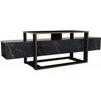 Product photograph of Weldona Black Marble Effect Tv Unit from Choice Furniture Superstore