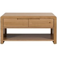 Product photograph of Curve Oak 2 Drawer Coffee Table from Choice Furniture Superstore