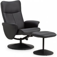 Product photograph of Lugano Black Faux Leather Recline Chair With Footstool from Choice Furniture Superstore