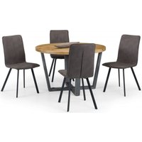 Product photograph of Brooklyn Rustic Oak 4 Seater Round Dining Table And 4 Monroe Chairs from Choice Furniture Superstore