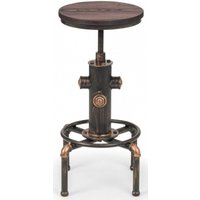 Product photograph of 2 X Rockport Rustic Elm Industrial Round Barstool from Choice Furniture Superstore