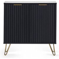 Product photograph of Murano Ribbed Black 80cm Compact 2 Door Sideboard from Choice Furniture Superstore