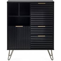 Product photograph of Murano Ribbed Black 80cm Small 2 Door Sideboard from Choice Furniture Superstore