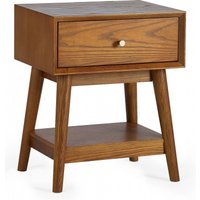 Product photograph of Lowry Cherry Wood Retro Style 1 Drawer Side Table from Choice Furniture Superstore