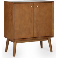 Product photograph of Lowry Cherry Wood Retro Style 70cm Compact 2 Door Sideboard from Choice Furniture Superstore