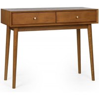 Product photograph of Lowry Cherry Wood Retro Style 2 Drawer Writing Desk from Choice Furniture Superstore