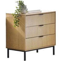 Product photograph of Sia Oak Ribbed 3 Drawer Small Chest from Choice Furniture Superstore