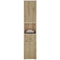 Product photograph of Austin Oak Ribbed 2 Door Tall Cabinet from Choice Furniture Superstore