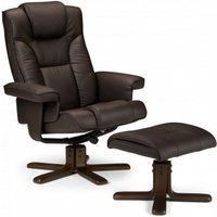 Product photograph of Malmo Brown Faux Leather Recliner Chair With Footstool from Choice Furniture Superstore
