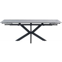 Product photograph of Sutton 6 Seater Extending Dining Table - Grey Sintered Stone Top With Black Powder Coated Legs from Choice Furniture Superstore