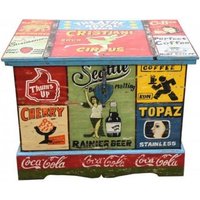 Product photograph of Kufri Hand Painted Vintage Ad Storage Trunk from Choice Furniture Superstore