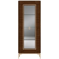 Product photograph of Modern Eva Walnut Italian 1 Glass Door Vitrine With Gold Trim from Choice Furniture Superstore