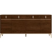 Product photograph of Modern Eva Walnut Italian Large Buffet Sideboard With Gold Trim - 4 Doors from Choice Furniture Superstore