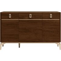 Product photograph of Modern Eva Walnut Italian Medium Buffet Sideboard With Gold Trim - 3 Doors from Choice Furniture Superstore