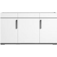 Product photograph of Modern Mara White 140cm Medium Buffet 3 Door Sideboard With Metal Handle from Choice Furniture Superstore
