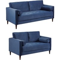 Product photograph of Harper Plush Blue 3 2 Seater Sofa from Choice Furniture Superstore