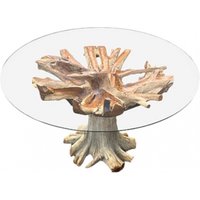 Product photograph of Lombok 150cm Round Dining Table With Glass - 2 Seater from Choice Furniture Superstore