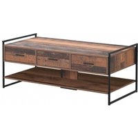 Product photograph of Abbey Rustic Oak 3 Drawer Coffee Table from Choice Furniture Superstore