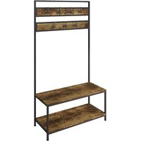 Product photograph of Bala Rustic Oak Shoe Bench With Coat Rack from Choice Furniture Superstore
