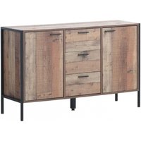 Product photograph of Industrial Rustic Oak Effect 2 Door 3 Drawer Sideboard from Choice Furniture Superstore