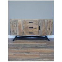 Product photograph of Dutch Industrial Mango Wood 2 Door 3 Drawer Medium Sideboard from Choice Furniture Superstore