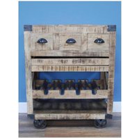 Product photograph of Dutch Industrial Mango Wood Wine Cabinet from Choice Furniture Superstore