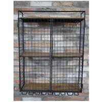 Product photograph of Dutch Industrial Mango Wood And Iron Wine Wall Unit from Choice Furniture Superstore