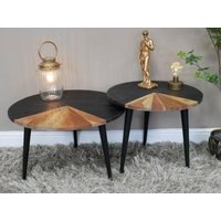 Product photograph of Dutch Acacia Wood Round Coffee Table - Set Of 2 from Choice Furniture Superstore